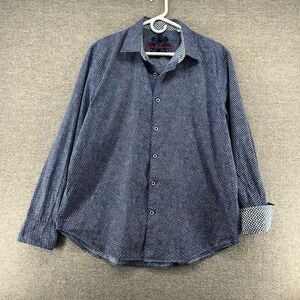 Robert Graham Long Sleeve Shirt Men XL Flip Cuff Blue Casual